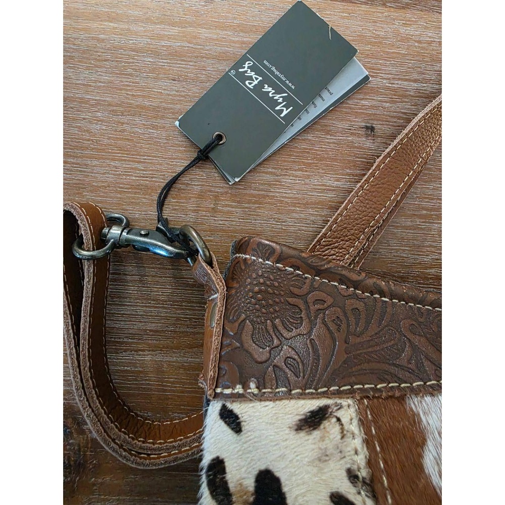 NWT Myra Womens Shoulder Bag Patchwork Leather Cowhide Leopard Print Bohemian - Picture 9 of 10